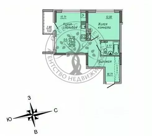 1-к кв. Свердловская область, Екатеринбург ул. Печатников, 1 (43.7 м) - Фото 1
