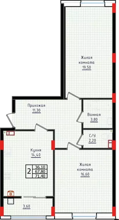 2-к кв. Ставропольский край, Ставрополь ул. Якова Андрюшина, 6 (71.4 ... - Фото 1