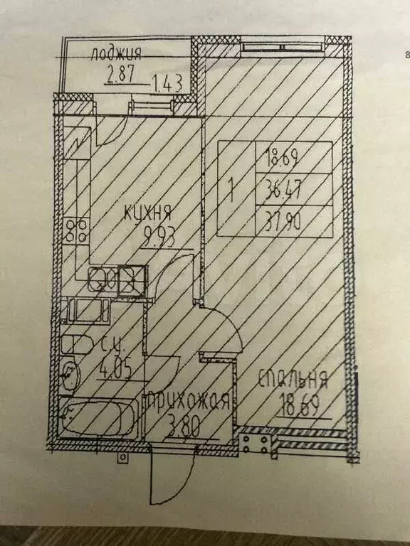 1-к. квартира, 36,5 м, 8/19 эт. - Фото 0