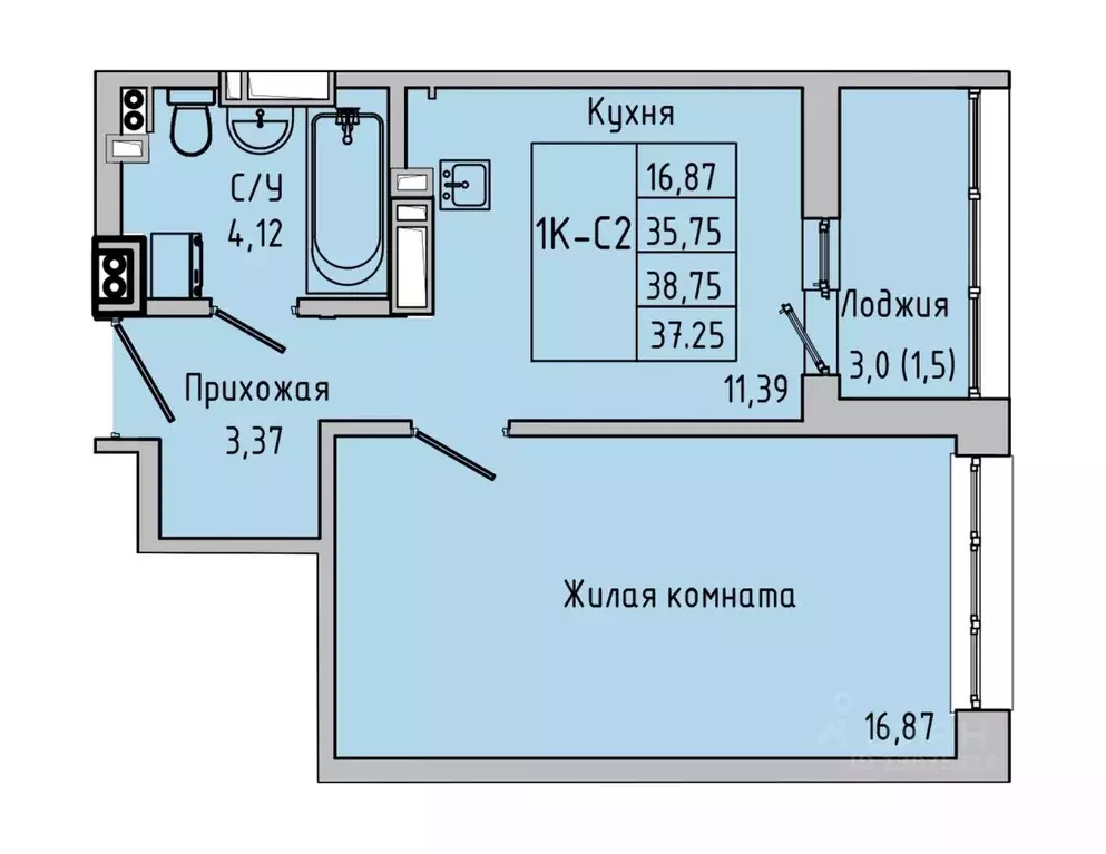 1-к кв. Ростовская область, Батайск  (37.25 м) - Фото 1