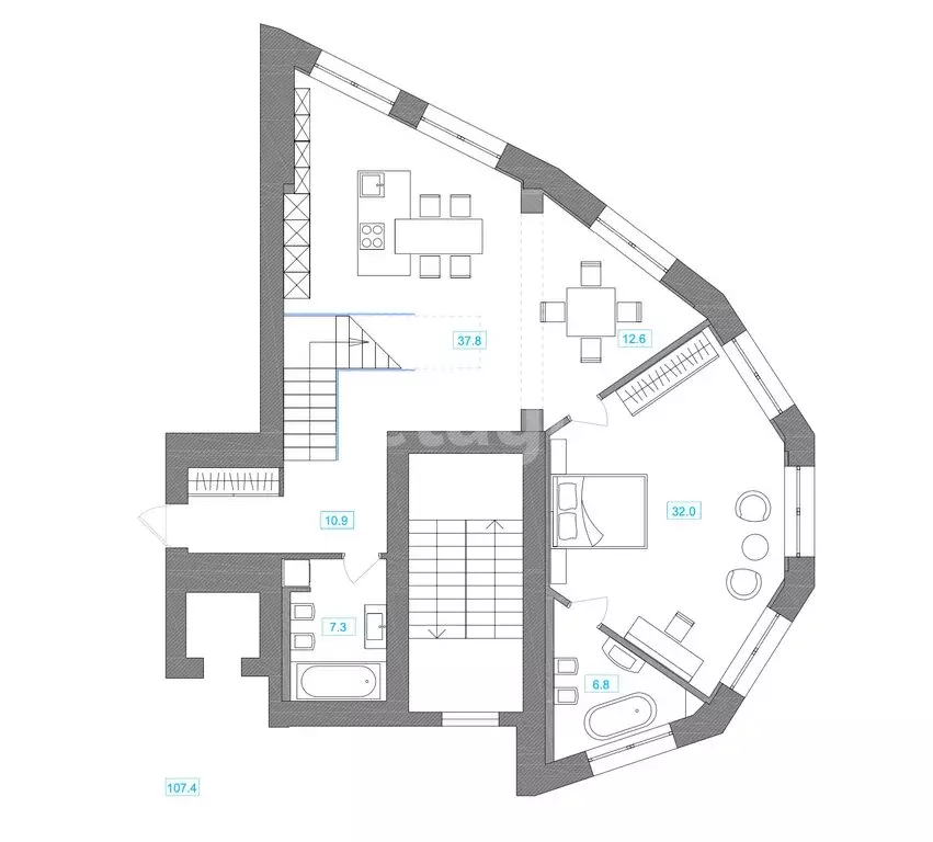 3-комнатная квартира: Барнаул, улица Профинтерна, 7А (232 м) - Фото 1