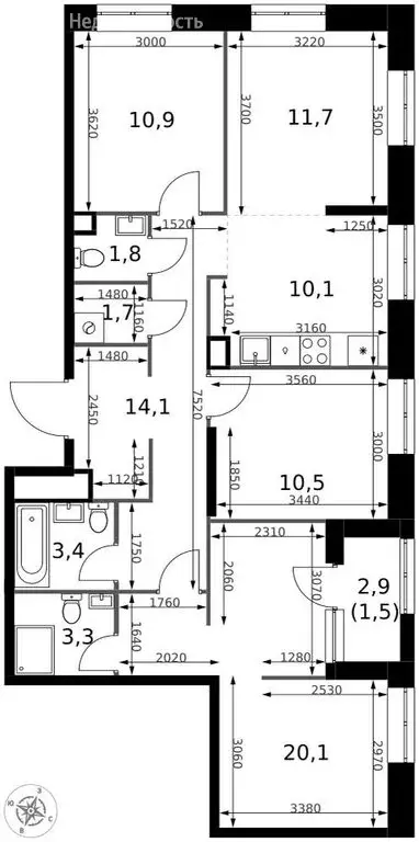 Помещение свободного назначения (3.3 м) - Фото 1