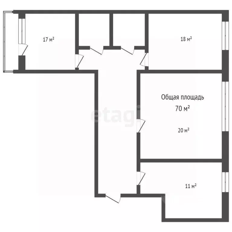 3-к кв. Брянская область, Брянск пер. Куйбышева, 17 (69.8 м) - Фото 1