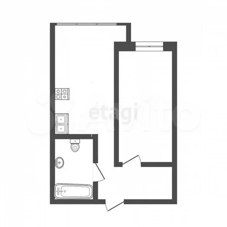 1-к. квартира, 39,9 м, 8/9 эт. - Фото 0