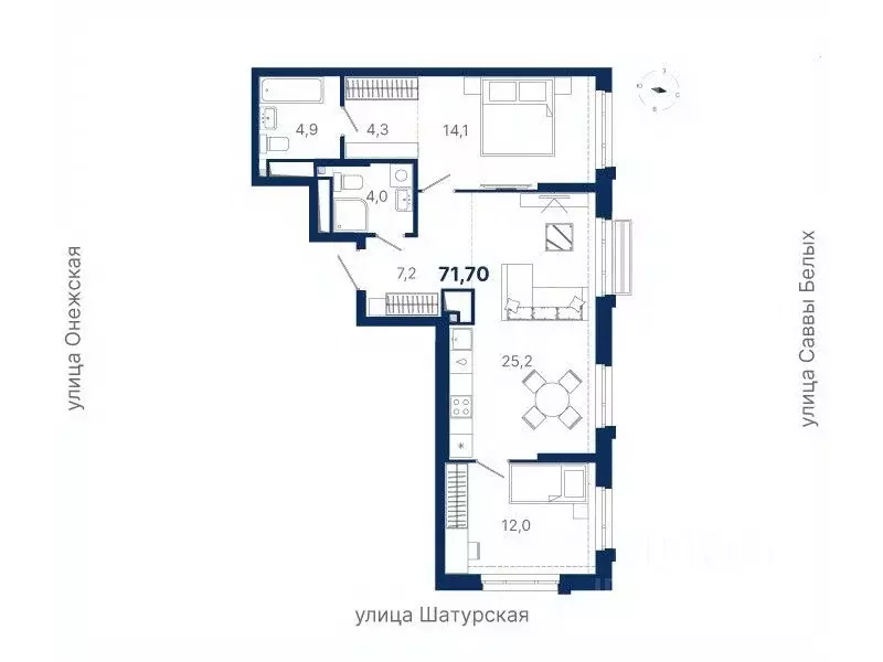 2-к кв. Свердловская область, Екатеринбург ул. Шатурская (71.7 м) - Фото 0