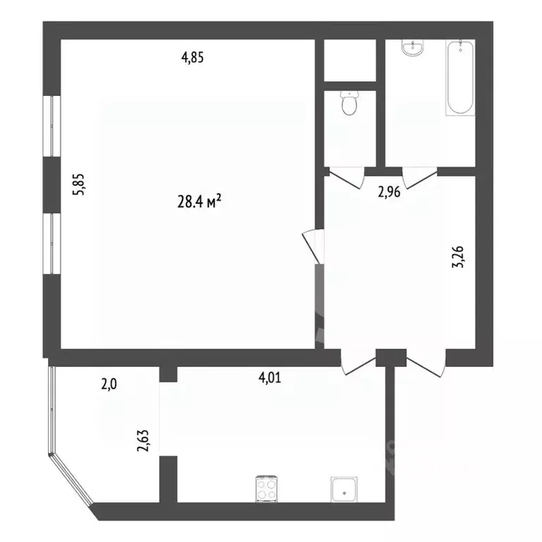 1-к кв. Тюменская область, Тюмень Депутатская ул., 80 (62.4 м) - Фото 2