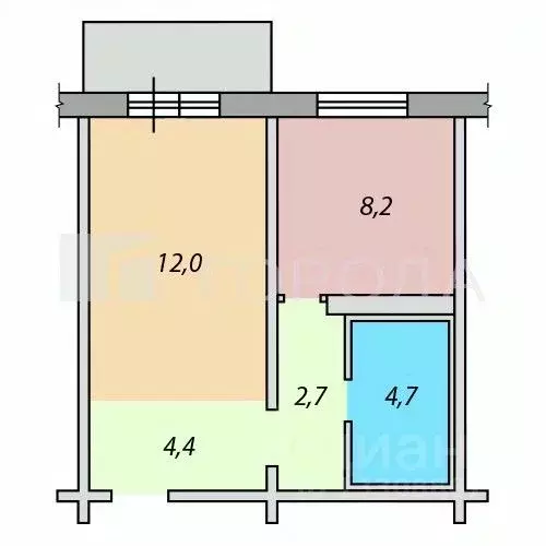 1-к кв. Кемеровская область, Новокузнецк Горьковская ул., 54 (32.0 м) - Фото 1