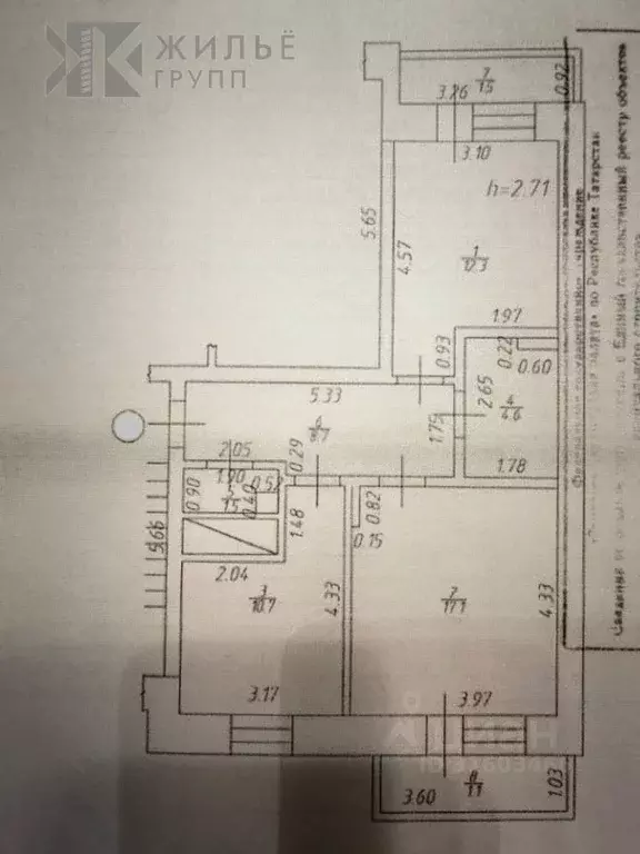 2-к кв. Татарстан, Казань Азино-1 мкр, ул. Закиева, 24 (54.9 м) - Фото 2