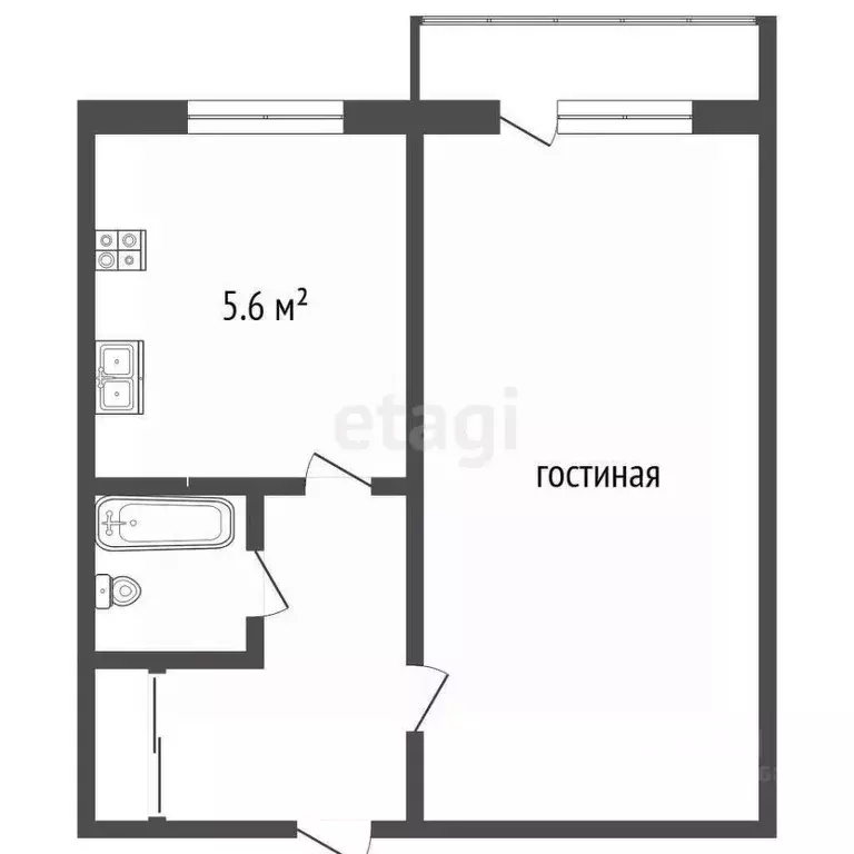 1-к кв. Пермский край, Чернушка ул. Нефтяников, 8 (30.4 м) - Фото 1
