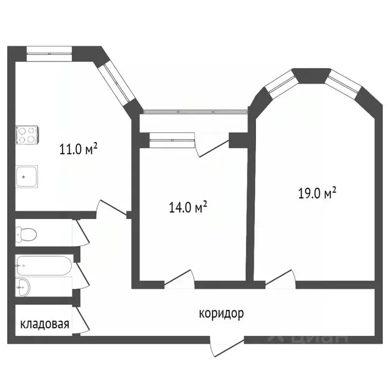 2-к кв. Воронежская область, Воронеж ул. Междуреченская, 1Д (60.0 м) - Фото 1