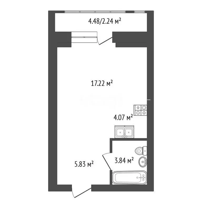 Квартира-студия: Кисловка, микрорайон Левобережный, улица Василия ... - Фото 1