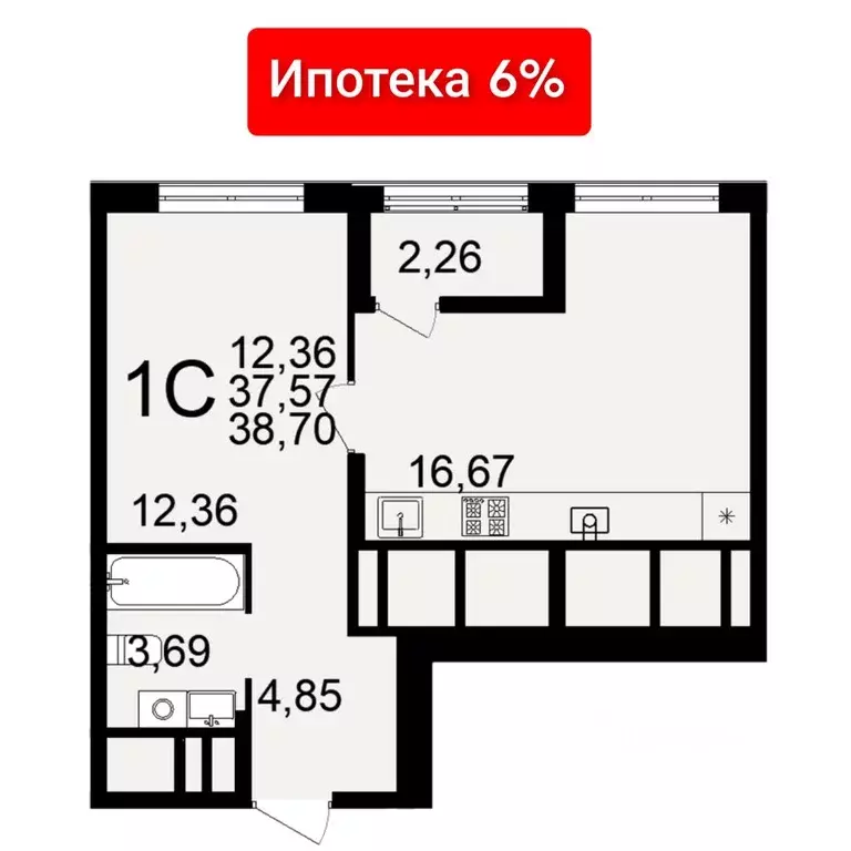 1-к кв. Рязанская область, Рязань Льговская ул., 10 (38.7 м) - Фото 0