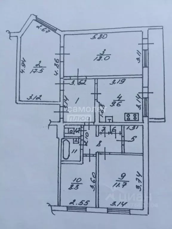 4-к кв. Липецкая область, Липецк 9-й мкр, 14 (84.0 м) - Фото 1