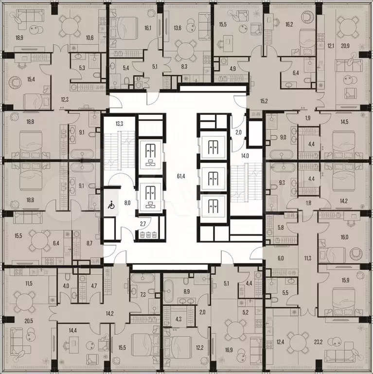 4-к. квартира, 125,8 м, 11/47 эт. - Фото 1