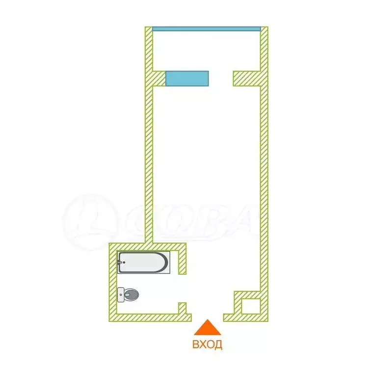 Квартира-студия: Тюмень, Олимпийская улица, 12 (13.2 м) - Фото 2