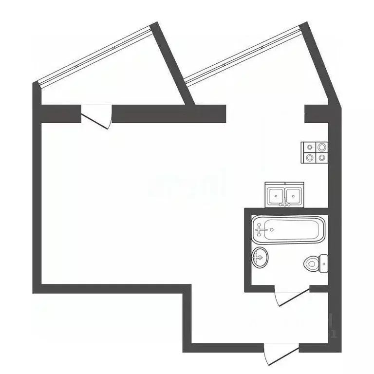 1-к кв. Томская область, Томск Базарный пер., 7 (35.0 м) - Фото 2