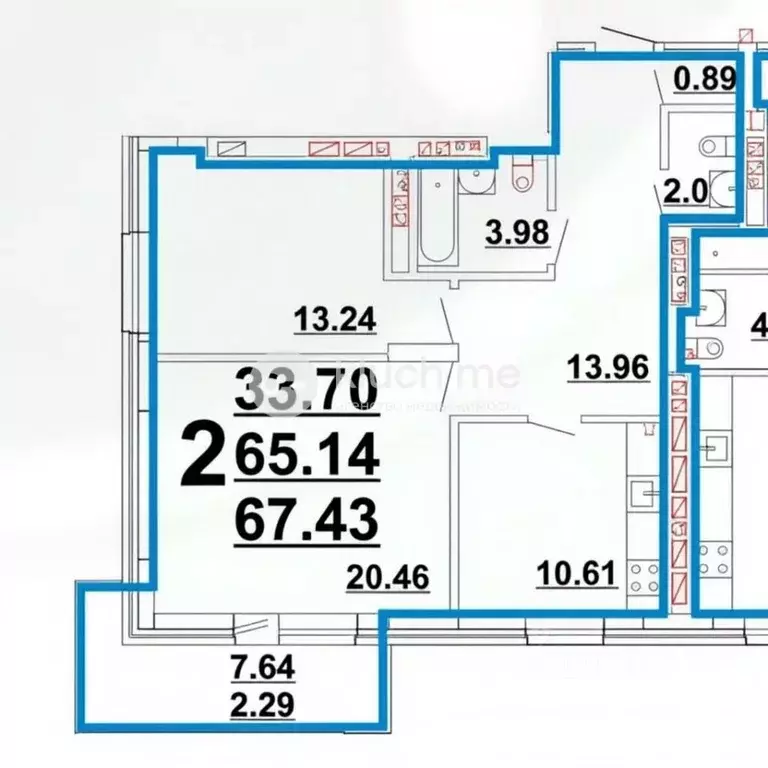 2-к кв. Татарстан, Казань просп. Ямашева, 103а (65.9 м) - Фото 1