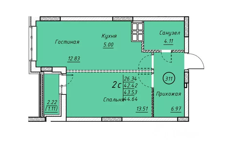 2-к кв. Саратовская область, Энгельс Энгельс-9 мкр, 3 (42.4 м) - Фото 0