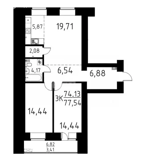 Квартира-студия: Кисловка, микрорайон Левобережный, улица Василия ... - Фото 1