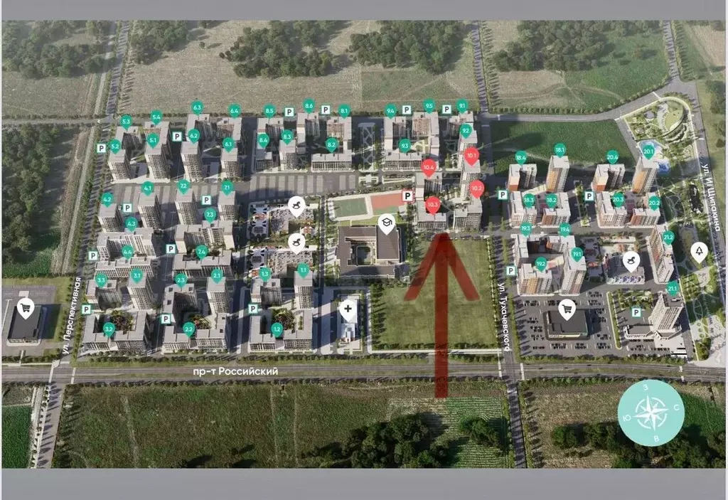 1-к. квартира, 34,4 м, 7/8 эт. - Фото 0