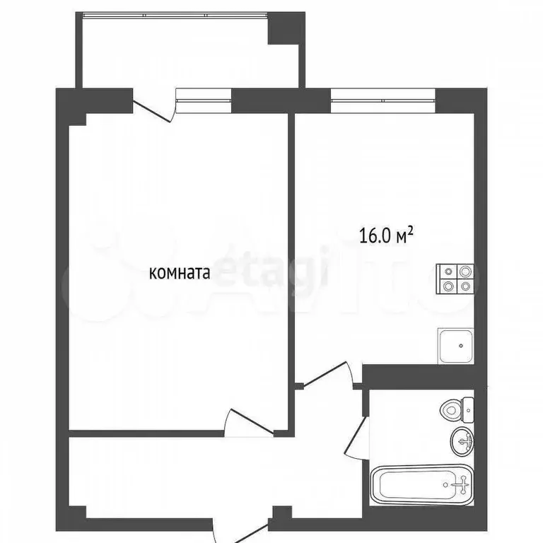 1-к. квартира, 46,2 м, 9/9 эт. - Фото 0