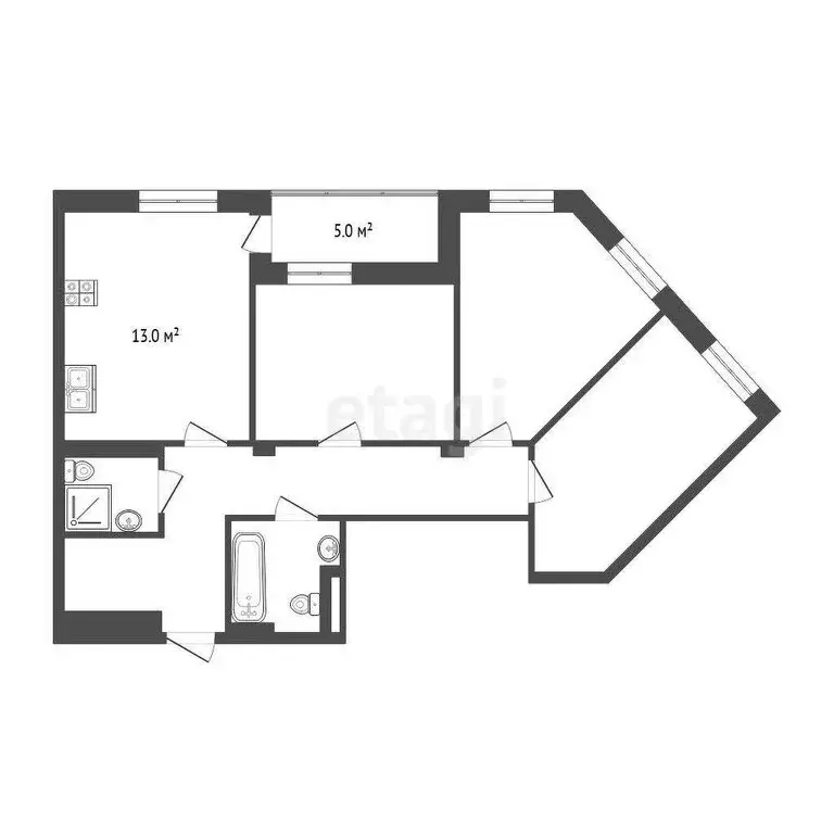3-комнатная квартира: Тюмень, улица Монтажников, 36 (75 м) - Фото 0