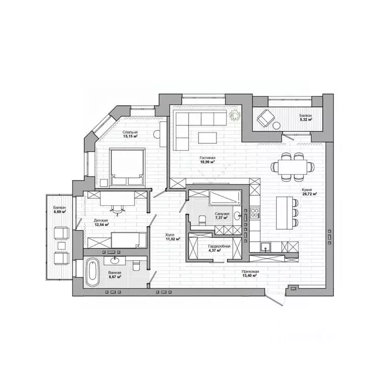 3-к кв. Новосибирская область, Новосибирск ул. Сеченова, 13 (127.29 м) - Фото 0