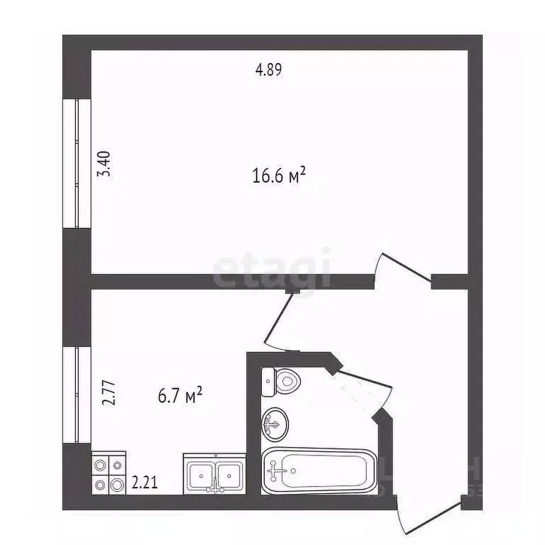 1-к кв. Ханты-Мансийский АО, Сургут Трубная ул., 5/2 (29.0 м) - Фото 1