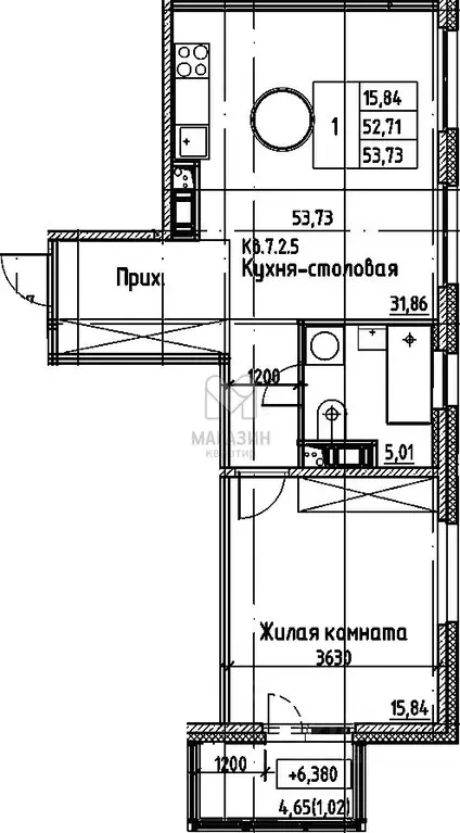 1-к кв. Санкт-Петербург Заставская ул., 30 (53.73 м) - Фото 1