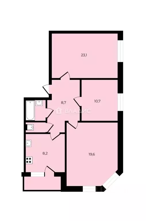 3-к кв. Ленинградская область, Всеволожск Южный мкр, просп. ... - Фото 2