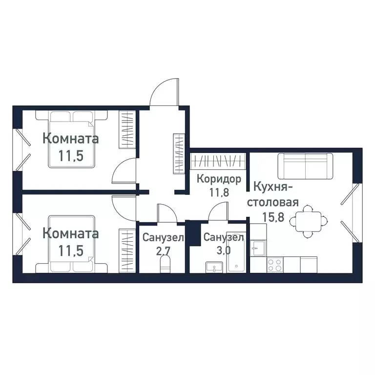 2-комнатная квартира: Челябинский городской округ, посёлок ... - Фото 0