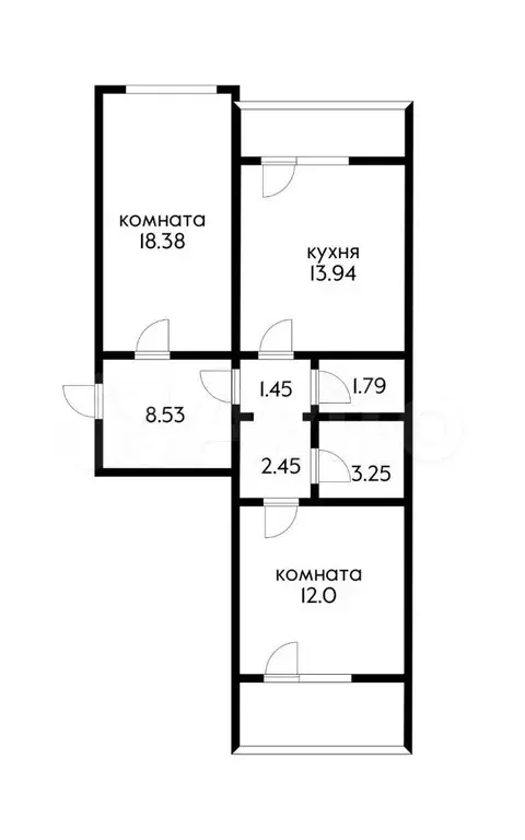 2-к. квартира, 61,8 м, 12/16 эт. - Фото 0