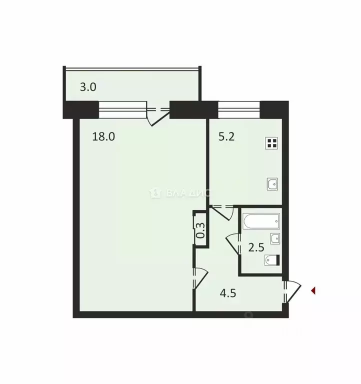 1-к кв. Санкт-Петербург Кубинская ул., 28 (30.2 м) - Фото 1