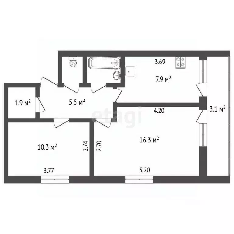 2-к кв. Крым, Бахчисарайский район, с. Вилино ул. Чапаева, 15 (44.2 м) - Фото 2