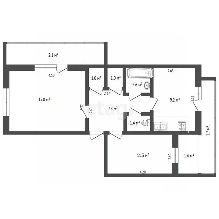 2-к кв. Крым, Евпатория ул. Леси Украинки, 10 (51.3 м) - Фото 1
