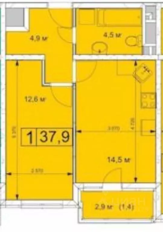 1-к кв. Краснодарский край, Анапа Анапское ш., 24к6 (39.5 м) - Фото 1