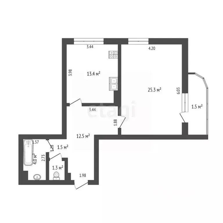 2-к кв. Ямало-Ненецкий АО, Новый Уренгой Восточный мкр, 3/2 (58.4 м) - Фото 2