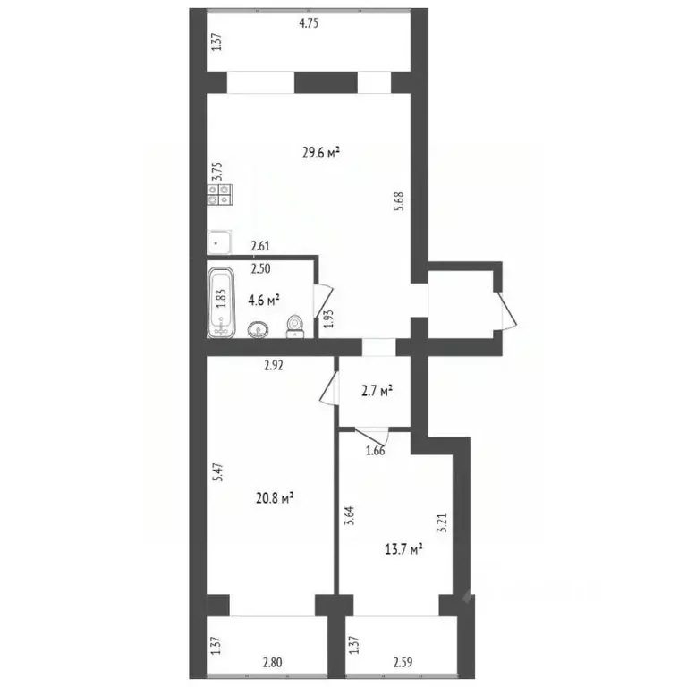 2-к кв. Крым, Бахчисарай ул. Грузинова, 61 (75.4 м) - Фото 2