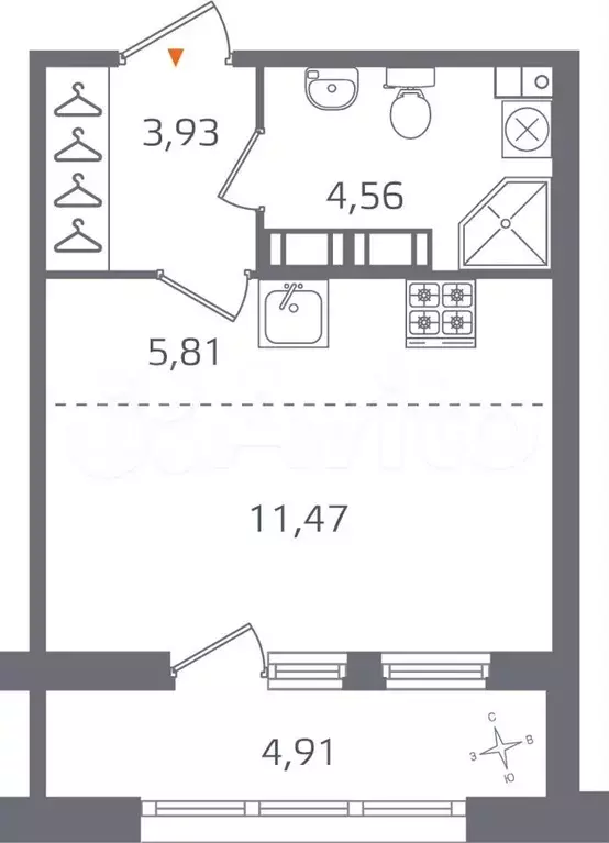 Квартира-студия, 28,2 м, 15/15 эт. - Фото 0