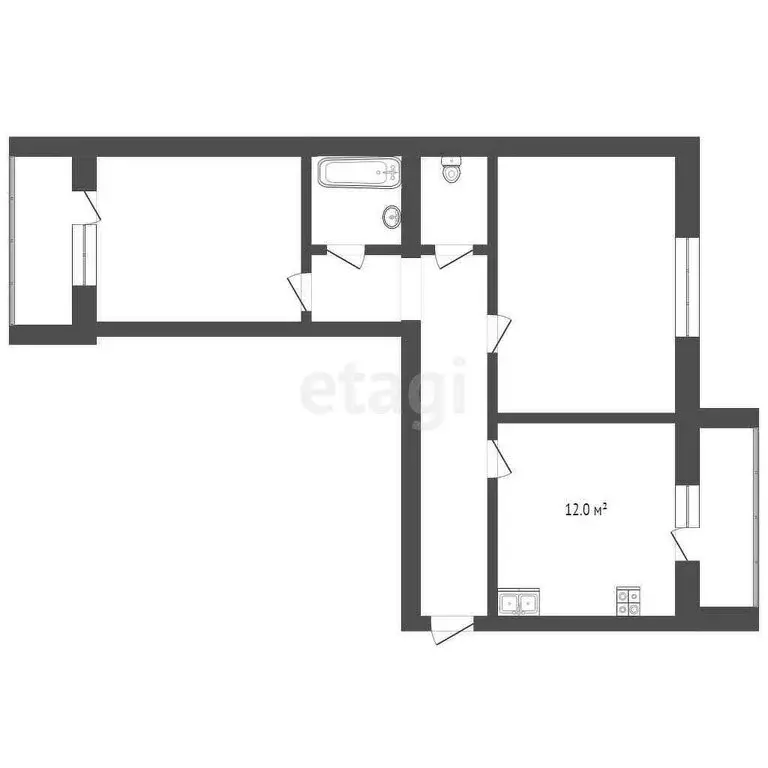 2-комнатная квартира: посёлок Никольское, Школьная улица, 7 (57.8 м) - Фото 0
