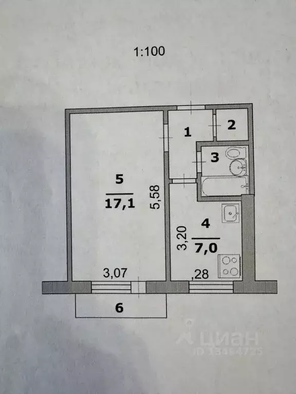 1-к кв. Белгородская область, Белгород ул. Костюкова, 47 (31.0 м) - Фото 2