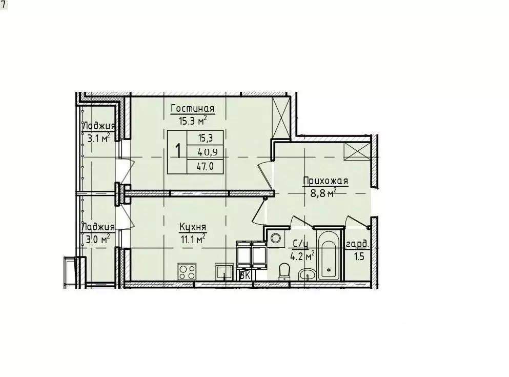 1-к кв. Московская область, Щелково пер. 1-й Советский, 20 (47.0 м) - Фото 1