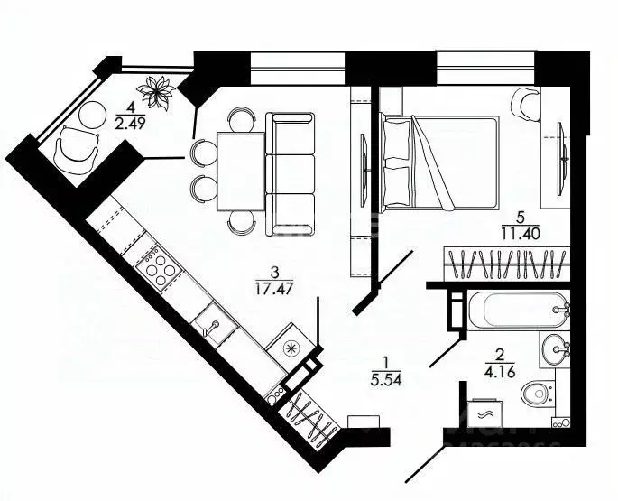 1-к кв. Липецкая область, Липецк Университетский мкр, Архитектор жилой ... - Фото 1