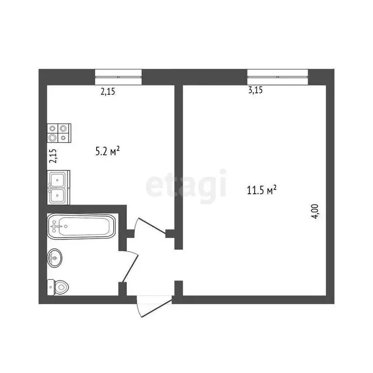 1-комнатная квартира: Омск, улица Романенко, 13 (20.9 м) - Фото 1