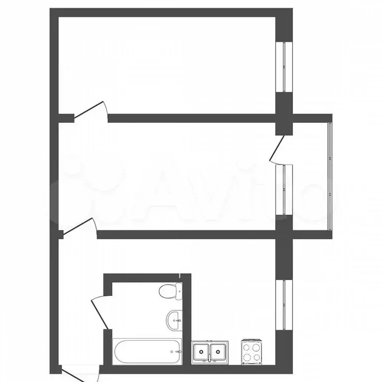 2-к. квартира, 44,9 м, 4/5 эт. - Фото 0