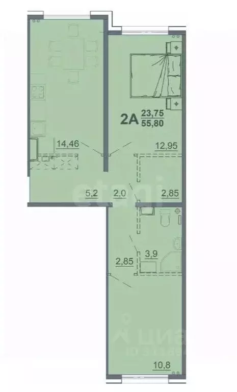 2-к кв. Тверская область, Тверь ул. Левитана, 93А (55.5 м) - Фото 0