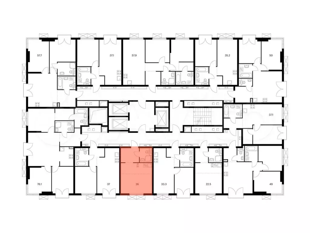 Квартира-студия, 26м, 5/24эт. - Фото 0