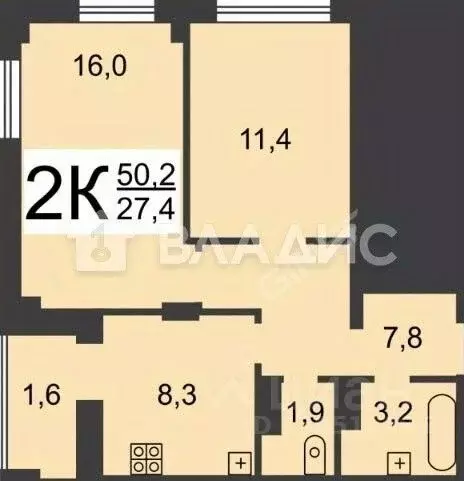 2-к кв. Нижегородская область, Нижний Новгород Московское ш., 27А ... - Фото 2