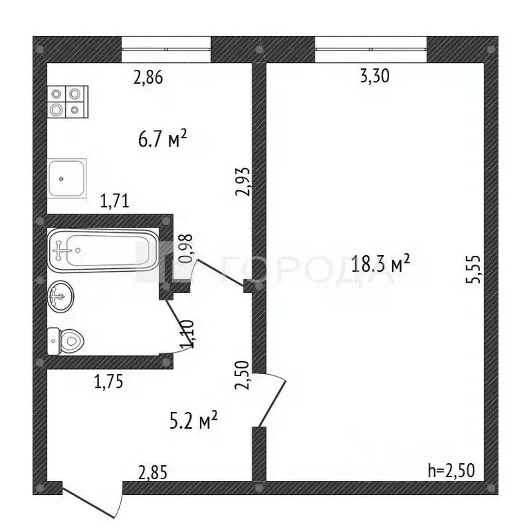 1-к кв. Кемеровская область, Осинники ул. Куйбышева, 10 (33.3 м) - Фото 2