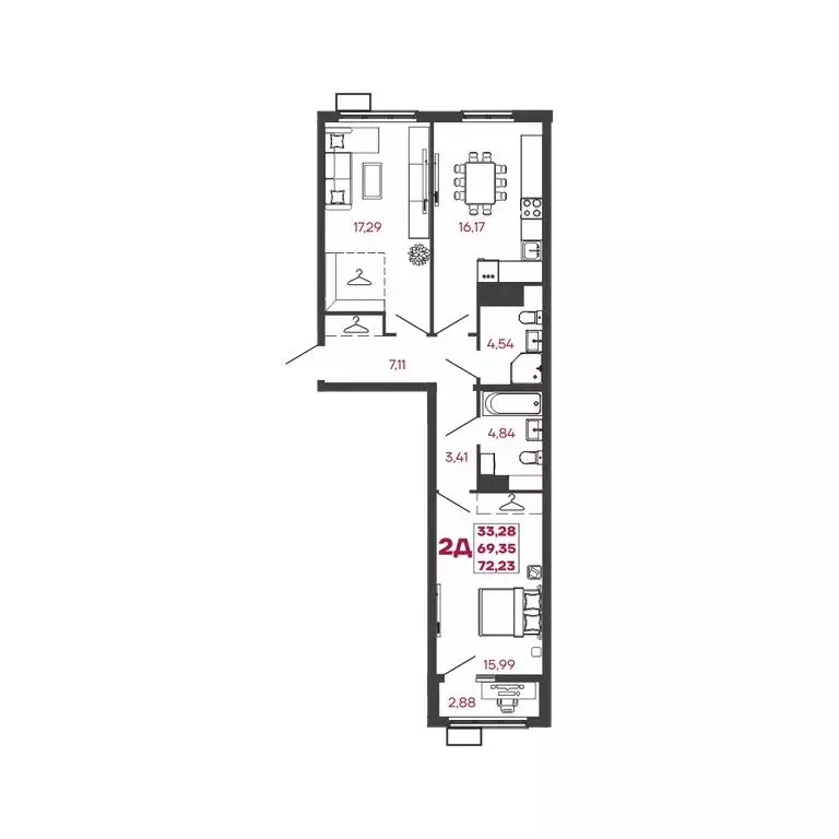 2-комнатная квартира: Кузнецк, микрорайон Южный, жилой комплекс Дебют ... - Фото 1